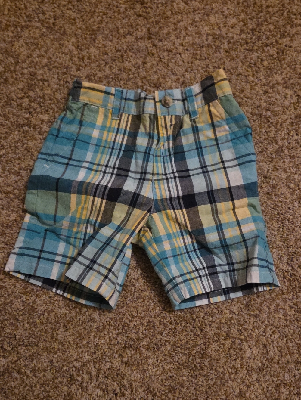 Janie and Jack Plaid Boys Shorts in Blue, Yellow & Green Plaid